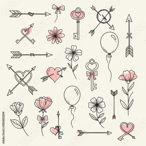 Collection of elegant arrow and floral designs