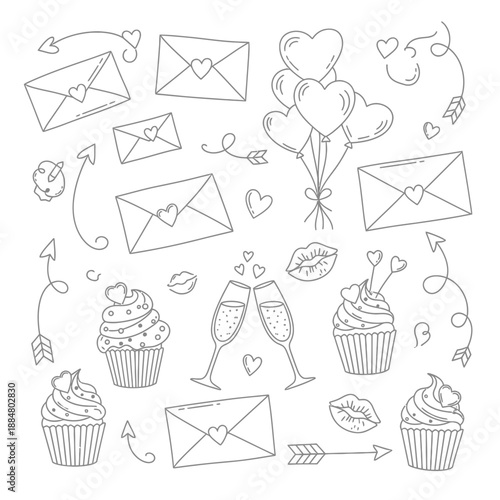 Illustrated collection of communication icons