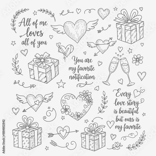 Whimsical love and gift illustrations