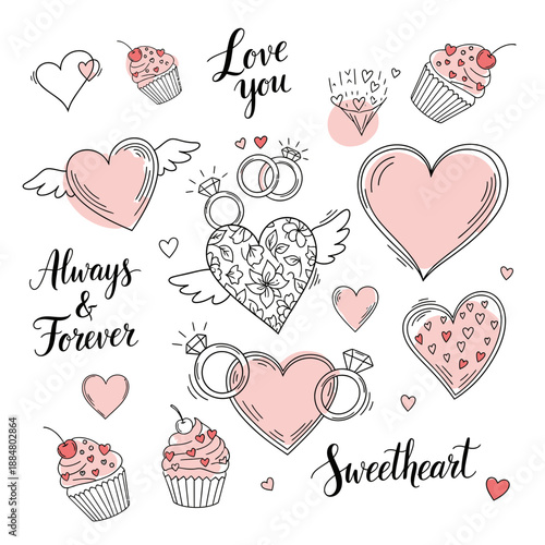 Valentine's hearts and flowers