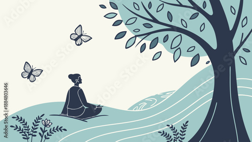 mental wellness illustration stress relief calm c