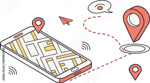 navigation gps concept location pin route map