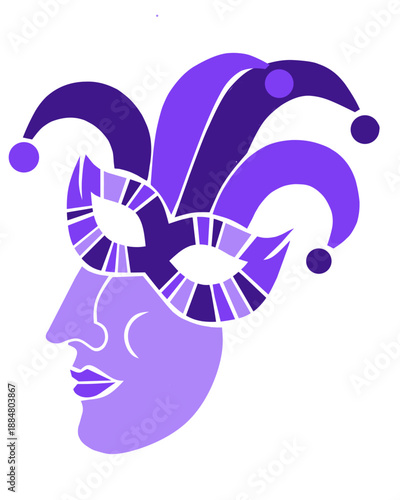 Carnaval purple máscara bufón.