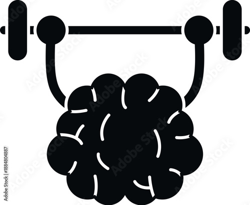 Brain lifting a barbell, symbolizing brain training, mental strength, and intelligence development