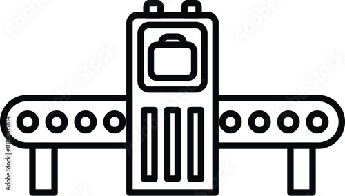 Airport baggage machine scanning suitcase for travel security