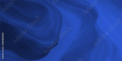 Abstract blue background featuring a flowing silk texture with smooth satin waves and a soft light pattern design for a curved textile material backdrop