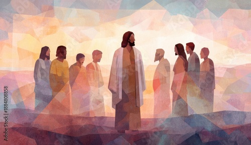 Jesus speaking to people.