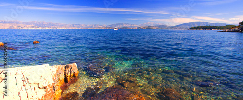 Fotografi perfect summer view, spectacular nature scene in Greece, Corfu (Kerkyra) Ionian island, Kassiopi resort, Greece, Europe