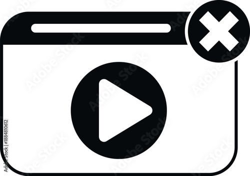 Video player displaying an error or content unavailable, with a close button at the top right