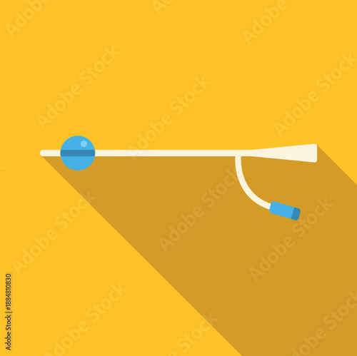 Urinary catheter device illustration with a long shadow on an orange background