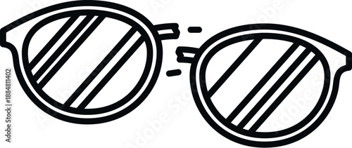 Broken sunglasses icon with shattered frame showing damage and need for repair