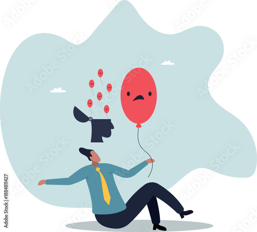 Sad mood. The concept of burnout at work and failure.