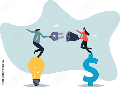 An investor invests money in a good idea, business concept and profit.