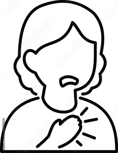 Person clutching chest, feeling heart pain and difficulty breathing