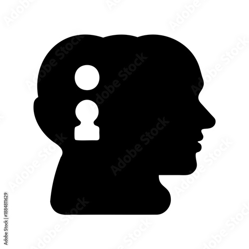 Thoughtful mind with keyhole Vector, illustration