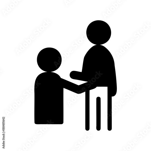 Person assisting elderly individual Vector, illustration