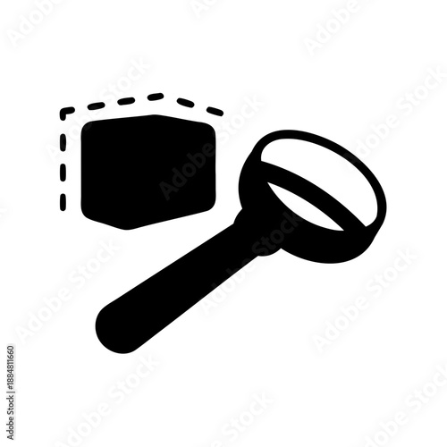 Magnifying glass examining object Vector, illustration