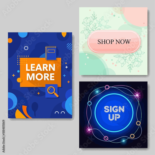 Advertising Graphics: eye-catching graphics for advertisements, these vibrant graphics, invite action with concise, clear, and compelling call-to-actions, each design optimized for user engagement.