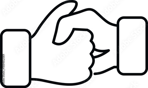 Hands joining for agreement, partnership, and successful deal in line icon style