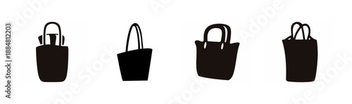 Four black tote bags Vector, illustration