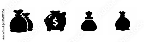 Silhouettes of money bags Vector, illustration