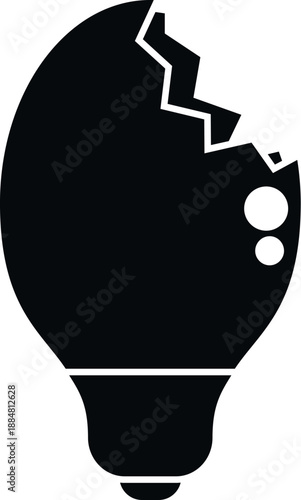 Broken light bulb silhouette representing damage, failure, and lost ideas