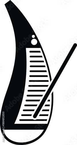 Guiro percussion instrument with a scraper stick, playing tropical latin music