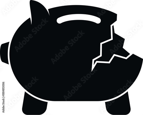 Broken piggy bank icon illustrating lost savings and economic hardship