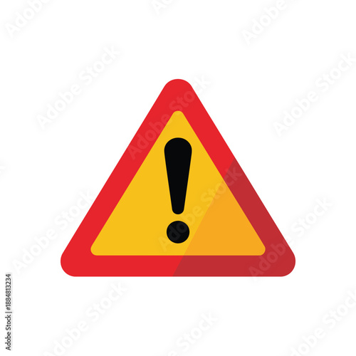 A yellow triangle with a red border contains a black exclamation point, symbolizing danger or a warning.