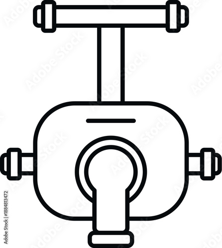 Bicycle handlebar stem clamp mount with bolt detail in outline icon style