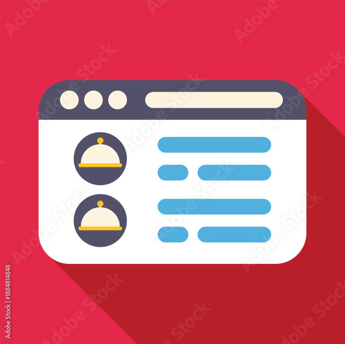 Browser window displaying a digital menu with two food cloche icons and text