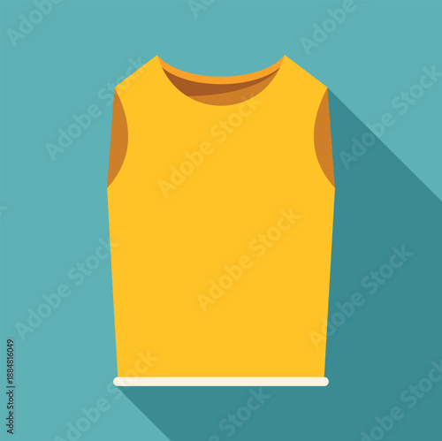 Yellow sleeveless shirt design with long shadow for fashion and apparel concepts