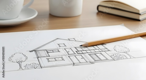 Architect's Sketch of Modern House