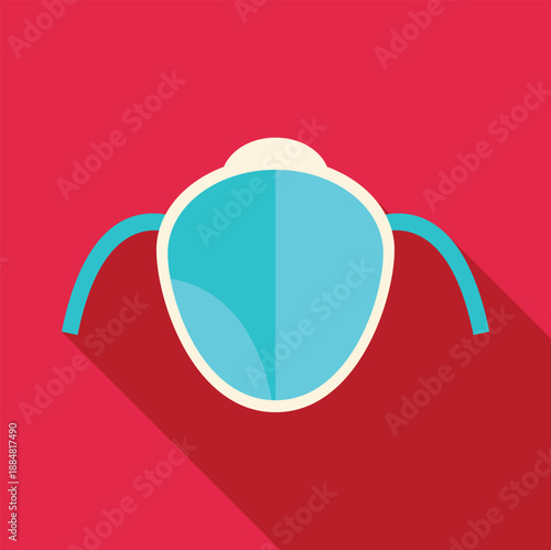 Sippy cup with handles in flat style on red background