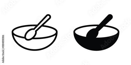 Minimalist mixing bowls with spoon vector.