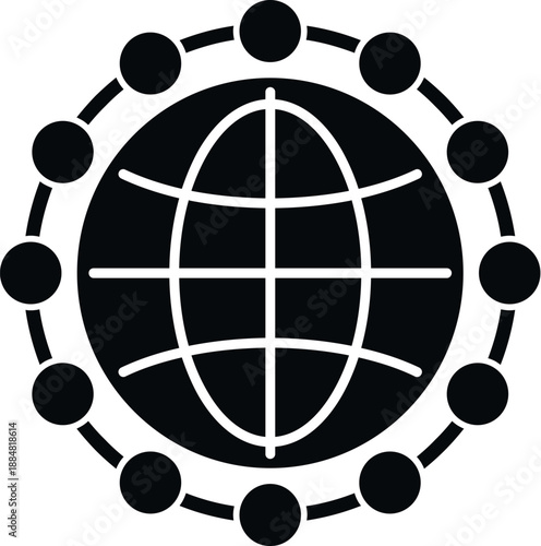 Globe surrounded by dots depicting a worldwide internet connection and communication system
