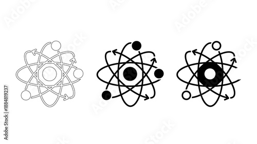 Atom Core and Orbital Electrons Icon  for Nuclear Physics, Quantum Mechanics, and Scientific Research Concepts