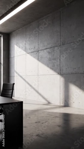 Modern Office Space Design with Natural Light and Concrete Walls Abstract View