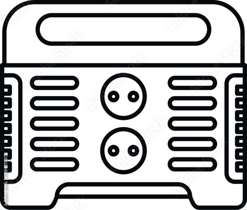 Portable power station providing power with electrical outlets and a handle for transport