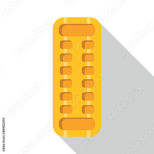 Yellow inflatable boat with a long shadow, designed in flat style