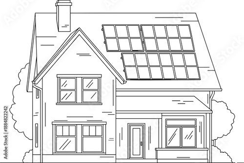 House with solar panels in a sustainable design for eco-friendly living 