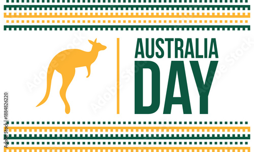 Australia Day. National happy holiday, celebrated annual in January 26. Australian patriotic elements. Kangaroo silhouette. Poster, card, banner and background. Vector illustration