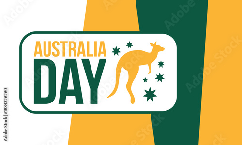 Australia Day. National happy holiday, celebrated annual in January 26. Australian patriotic elements. Kangaroo silhouette. Poster, card, banner and background. Vector illustration