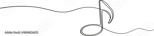 Music Note continuous one line drawing minimalist outline illustration of a quaver note