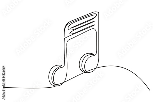 Modern Music Note continuous one line minimalist illustration of beamed sixteenth notes