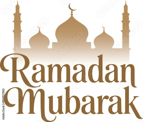 Wallpaper Mural Ramadan Mubarak greeting with silhouette of mosque and crescent moon Torontodigital.ca