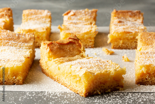 Tableau sur toile Gooey Butter Cake Bars dusted with powdered sugar