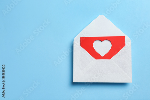 Free Download Love letter on light blue background, top view. Space for text - GFXLoad