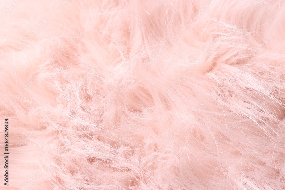 Fototapeta premium Texture of pink fluffy fabric as background, top view