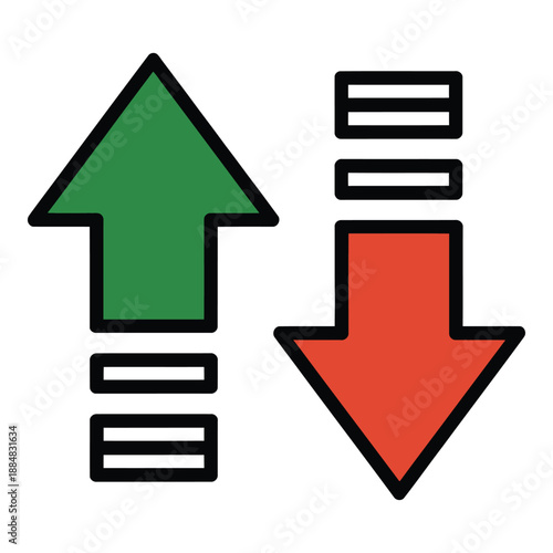 Up and down arrows with text boxes